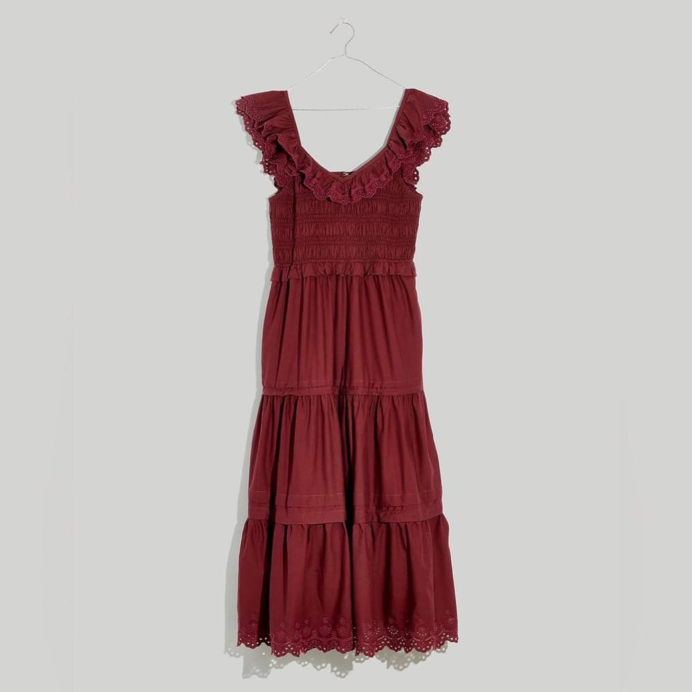 NWOT / Madewell Petite Lucie Embroidered Cotton Midi Dress - Picture 5 of 9
